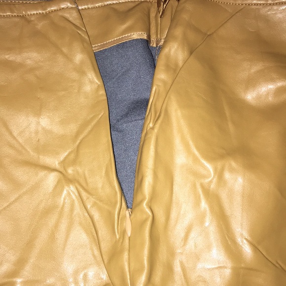 Faux leather beige tan pants - Picture 2 of 4